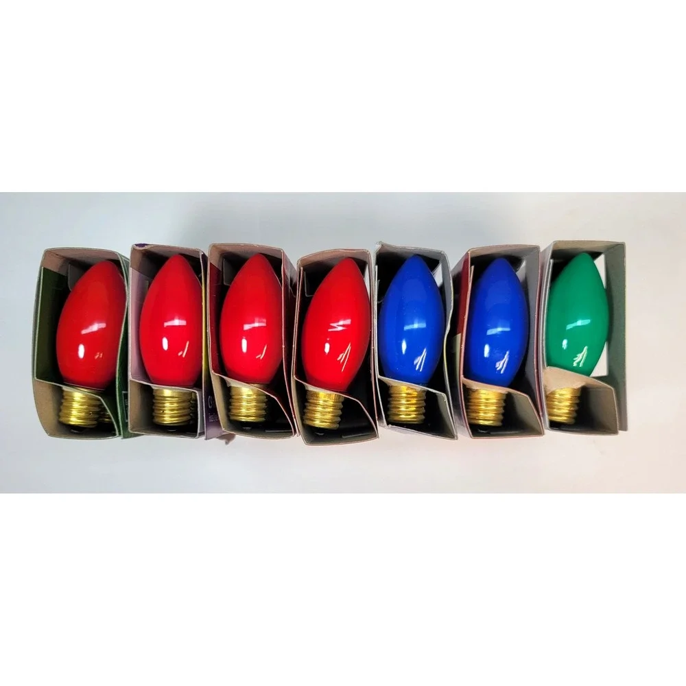 Holiday Time C9 Replacement Bulbs 28ct Red Blue Green Ceramic 7W 120V‎ Lot of 7